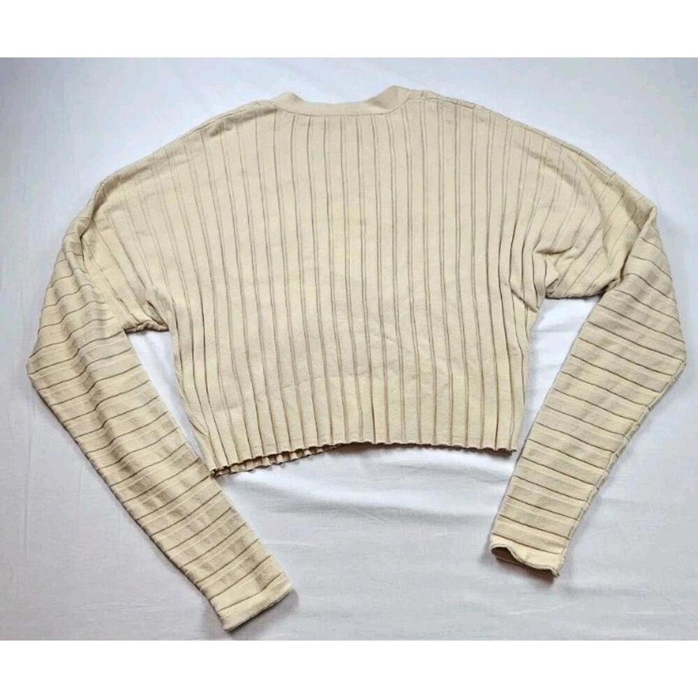 Moussy Cream-Colored, Ribbed Knit, Button-Front Cardigan Sweater - Picture 6 of 6